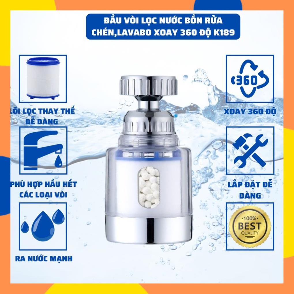 Đầu Vòi Rửa Bát ,Bồn Rửa Mặt Tăng áp Xoay 360 Độ Kèm Bộ Lọc Nước Lắp Đặt Dễ Dàng K189