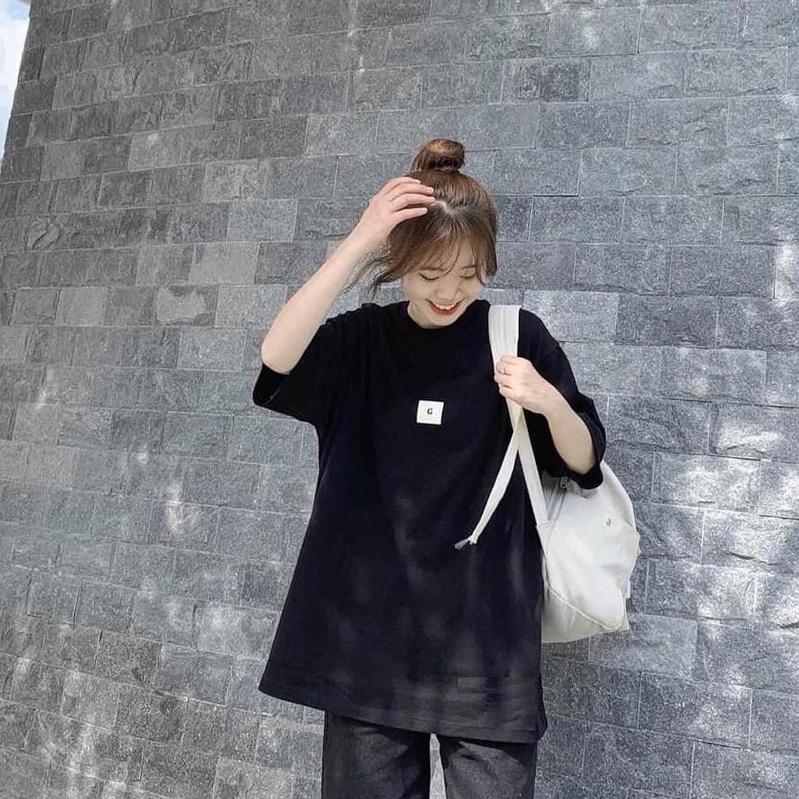 Áo thun tay lỡ chữ G unisex - Áo phông cộc tay oversize dáng suông họa tiết nổi bật, cá tính