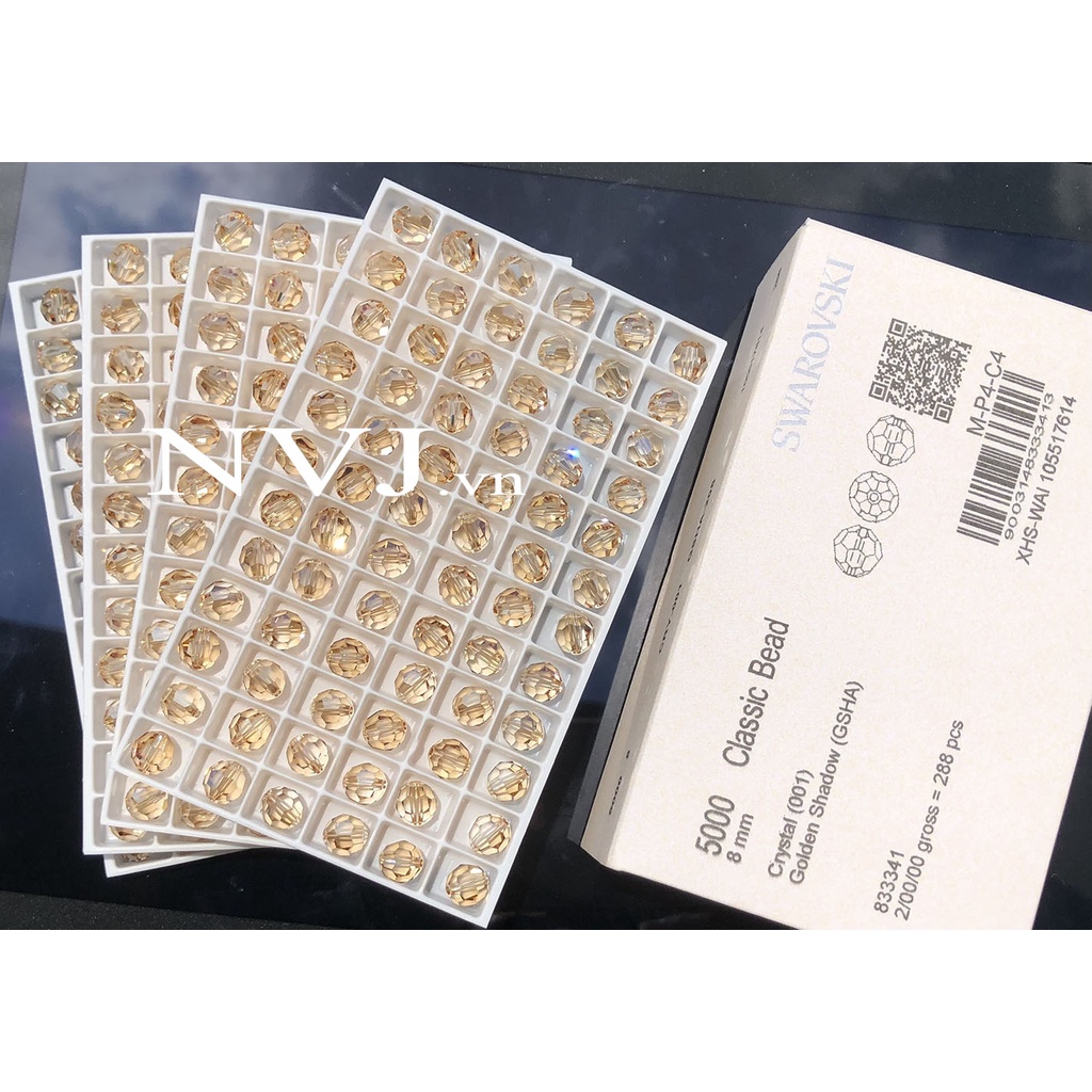 Chuỗi mân côi màu trà pha lê Áo Swarovski 001GSHA lấp lánh sang trọng đẹp tuyệt - quà tặng giáng sinh NVJ