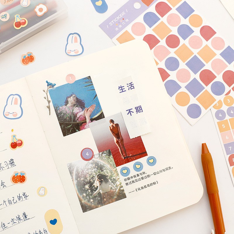 Combo 03 miếng sticker dán sổ hình icon emoji/ hoa sakura - VP096