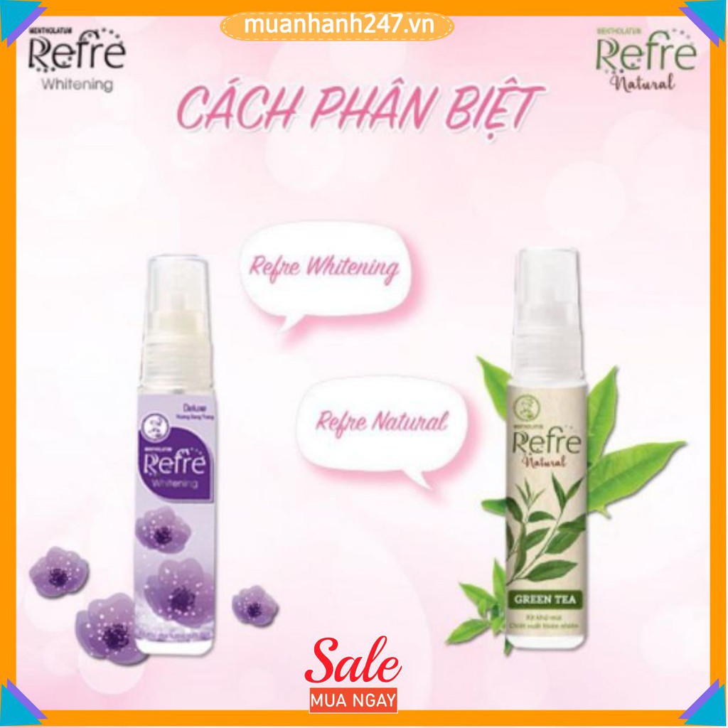 {sếp đích thân test thử} Xịt khử mùi Refre Whitening/Natural 6ml