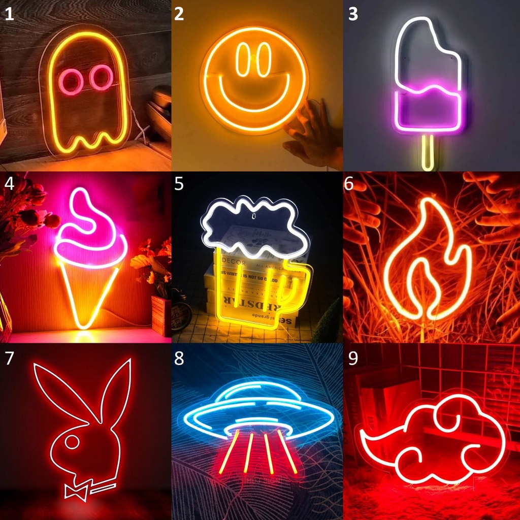 Đèn led neon trang trí phòng ngủ nhiều mẫu dán tường