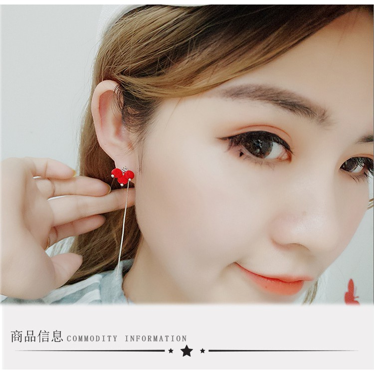 Khuyên tai 3 hạt đỏ