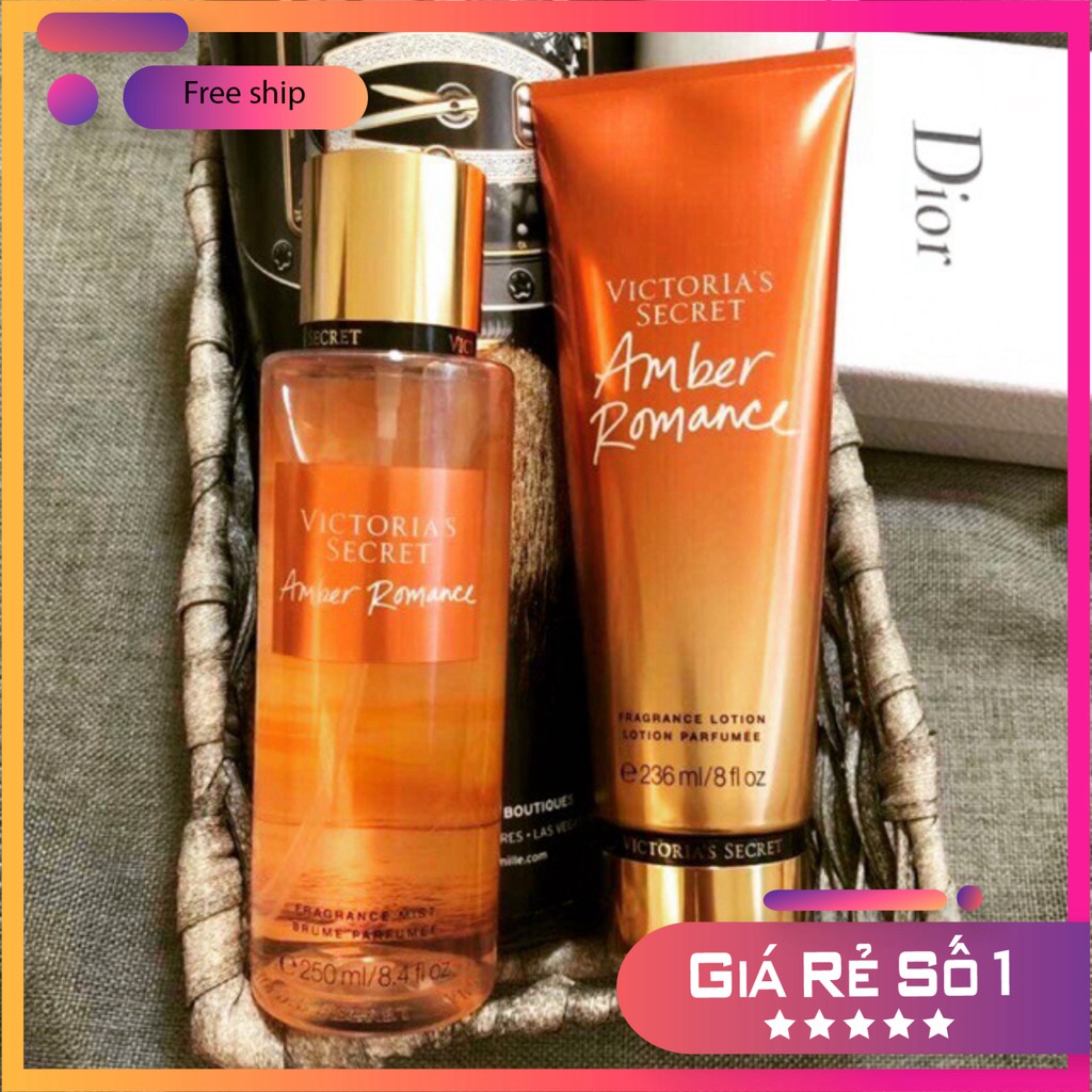 Xịt Thơm Body Mist Victoria’s Secret  AMBER ROMANCE-Xịt Thơm Body Vic - Xịt Thơm Toàn Thân Amber- Hương Thơm Khuyến Rũ | Thế Giới Skin Care