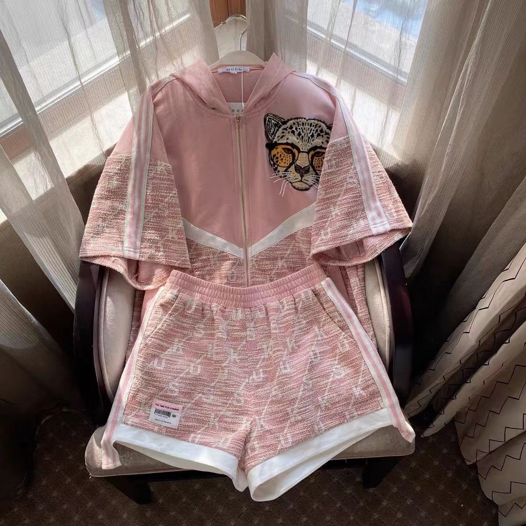 Bộ Đồ Thể Thao Hai Mảnh Áo Hoodie + Quần Short Phong Cách Hong Kong Kích Thước 2022 MM Mới Cho Nữ