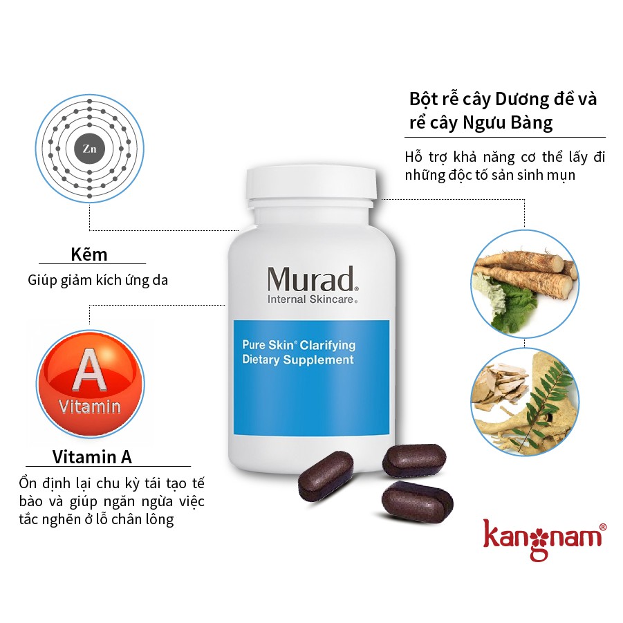 Viên uống hỗ trợ giảm mụn Murad (120 viên/ hộp) + Gel ngừa mụn Clarifying Oil-Free Water Gel (50ml) TẶNG 30 day acne kit | BigBuy360 - bigbuy360.vn