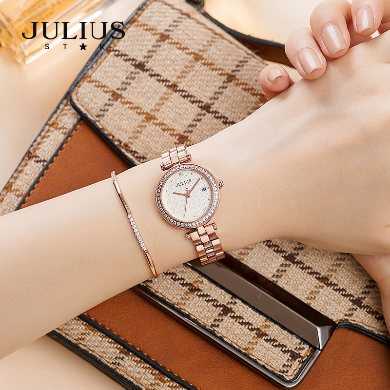 Đồng hồ nữ Julius Star JS-049 dây thép kính Sapphire