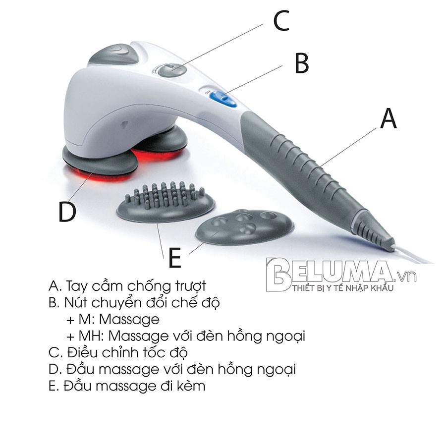 HÀNG XÁCH TAY ĐỨC Máy massage cầm tay 2 đầu hồng ngoại Beurer MG80