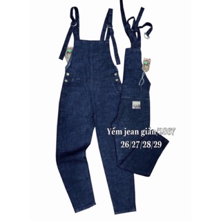Yếm jean dài co giãn vải xước