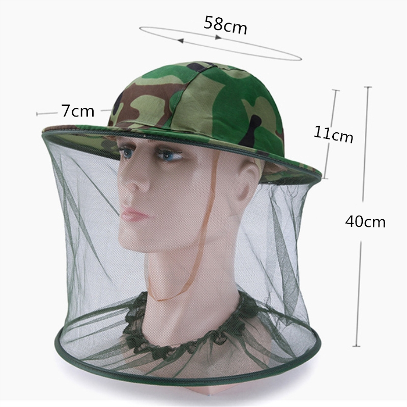 Mũ tai bèo họa tiết rằn ri vành rộng che nắng có lưới chống ong/muỗi/côn trùng bảo vệ đầu và cổ