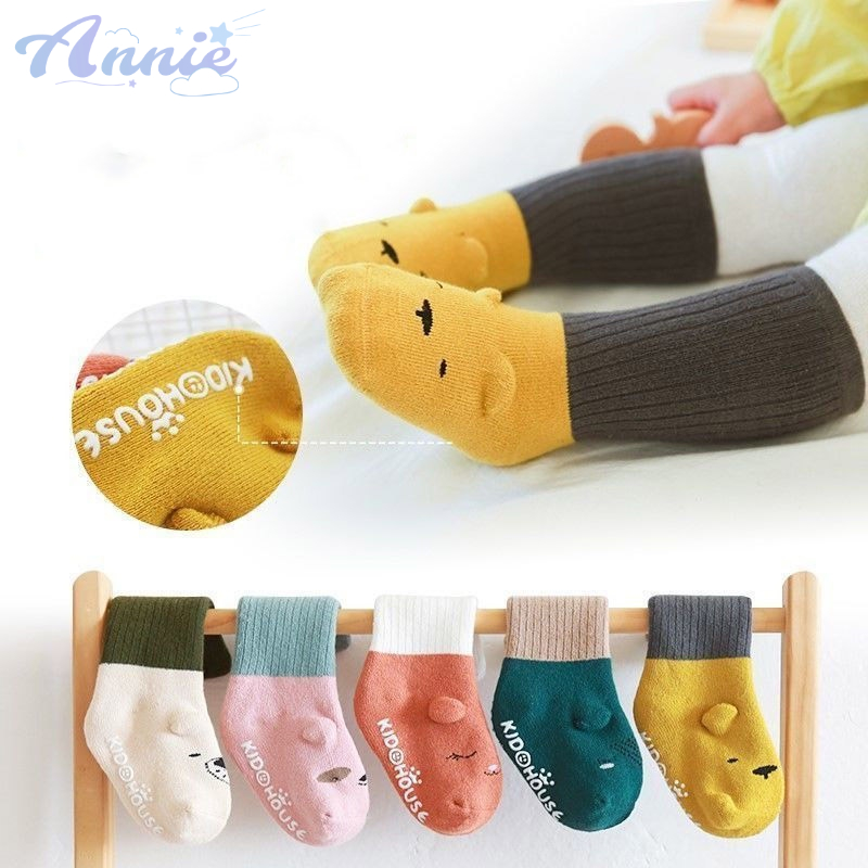 Vớ cotton Nguyên Chất Dày Dặn Chống Trượt Họa Tiết Hoạt Hình Ba Chiều Cho Bé