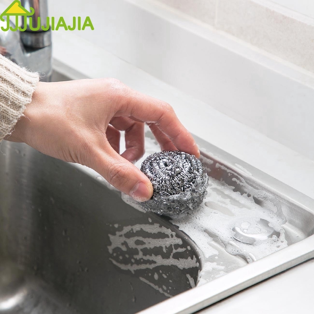 Set 10 Nùi Chùi Rửa Nồi Chảo JUJIAJIA Bằng Sợi Thép Không Gỉ Mỏng