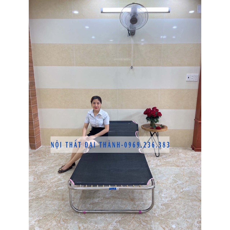 Giường xếp lưới khung inox cỡ đại - Free ship nội thành Sài Gòn