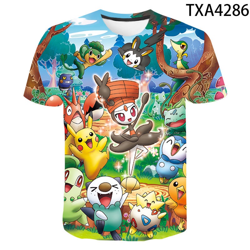 Áo Thun Ngắn Tay In Hình Pokemon 3d Dễ Thương Dành Cho Các Bé