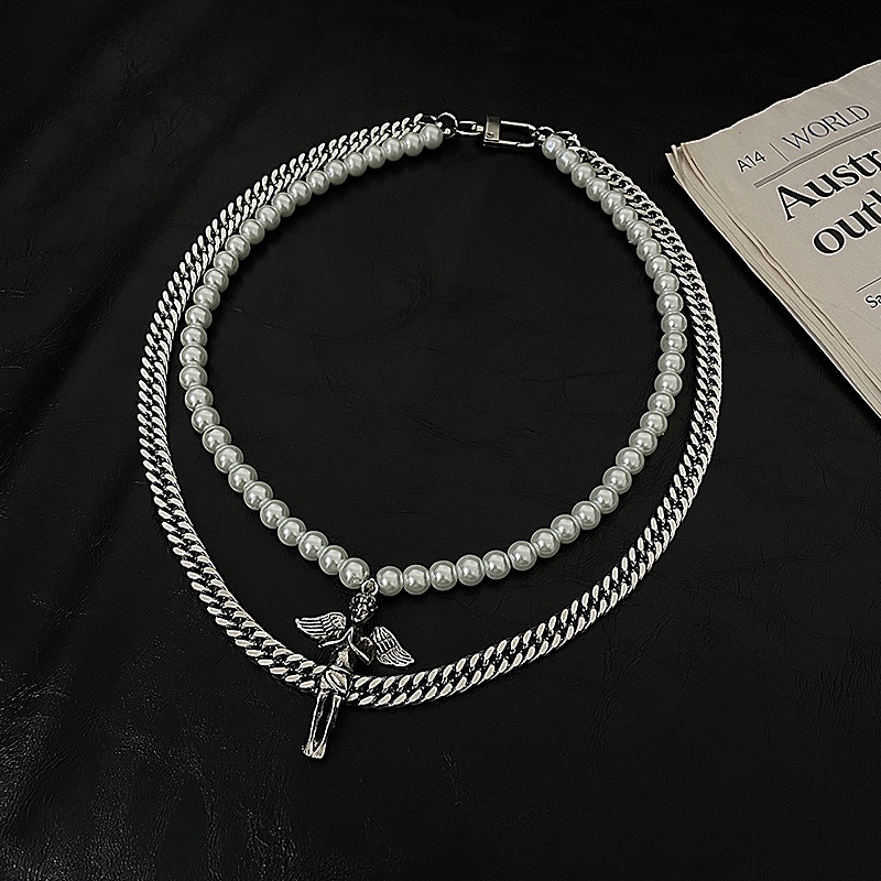 Dây Chuyền Nam Dây Thiên Thần Merin Accessories- Vòng Cổ Dây Bản Lớn Hình Chữ Thập Thép Titan Không Gỉ - MAS 2 Dây