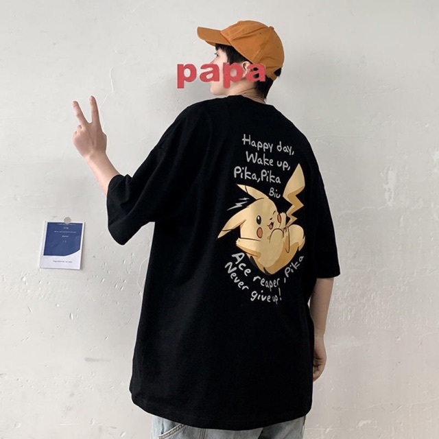 [ PINK ] Áo thun tay lỡ PI.KA.CHU Unisex