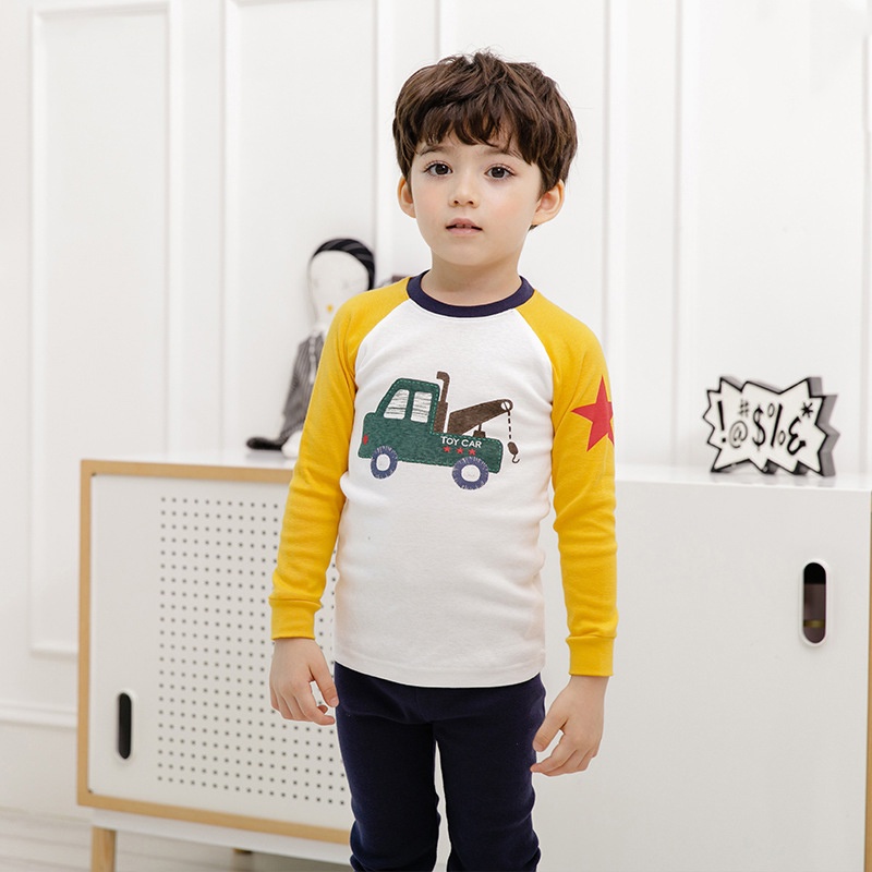 Đồ bộ quần áo dài tay dáng ôm cotton mùa thu đông cho bé trai Unifriend Hàn Quốc U2022-16. Size 3, 4, 5, 6, 7, 8 tuổi