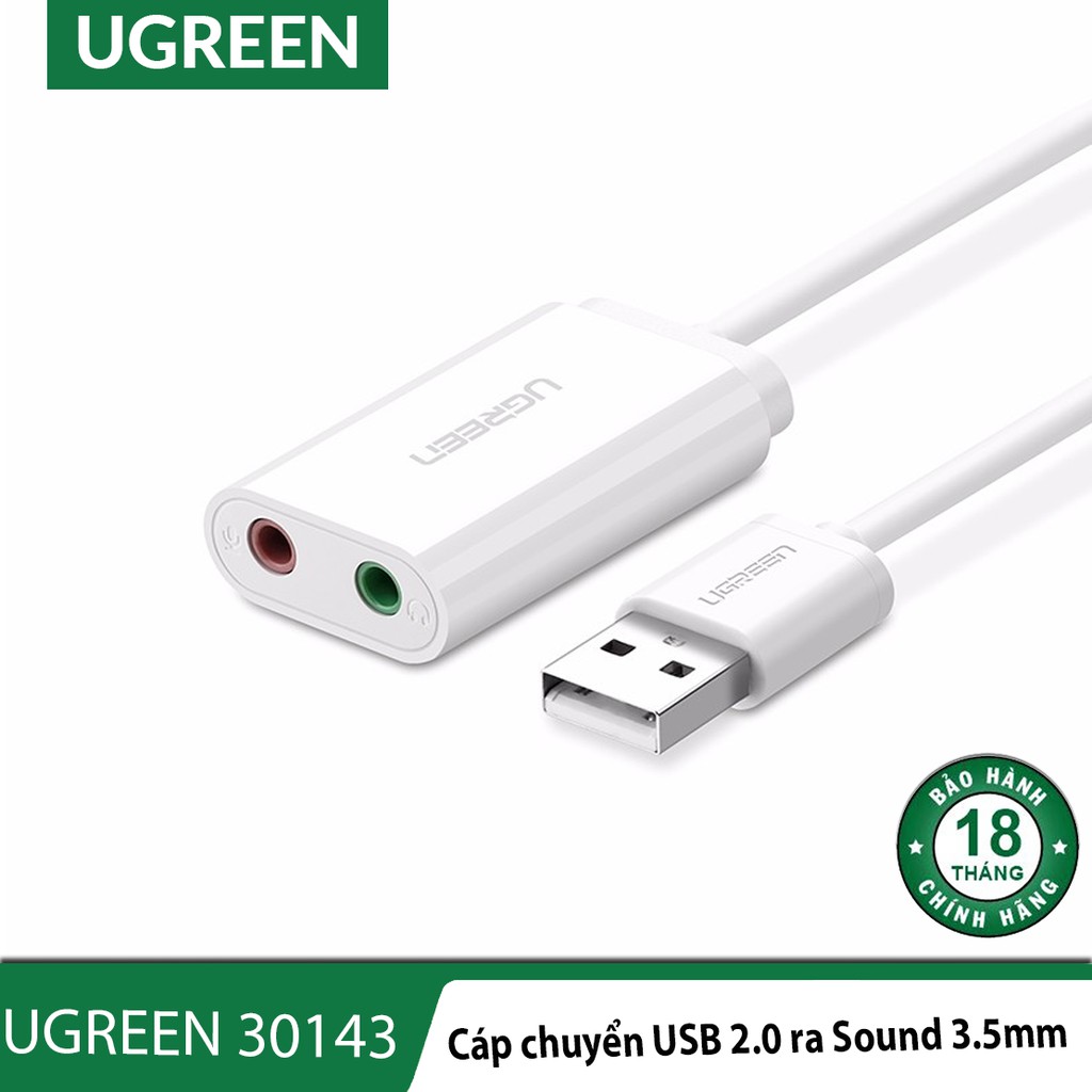 Card sound USB 2.0 to 3.5mm chính hãng Ugreen 30143 cao cấp