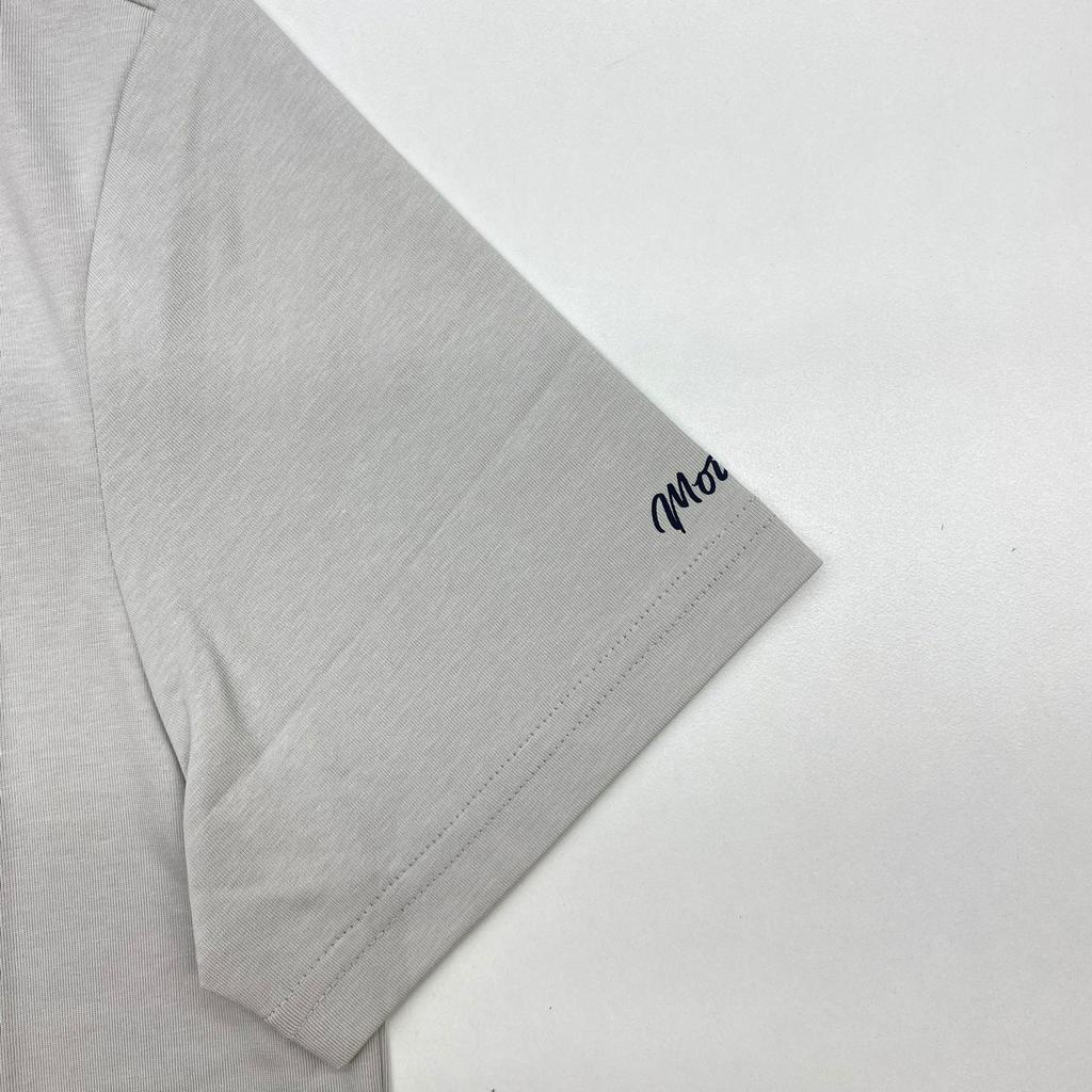 HLA - Áo thun nam ngắn tay cotton lạnh in hoạ tiết nghệ thuật Delicate graphic pattern icy cotton light grey T-shirt