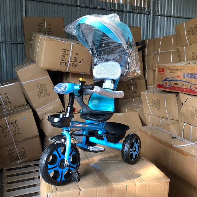 [GIÁ RẺ] Xe Đạp Chân Có Cán Đẩy Giá Rẻ Cho Bé, Xe Đẩy 3 Bánh Màu Hồng Khung Thép Chắc Chắn mã 200