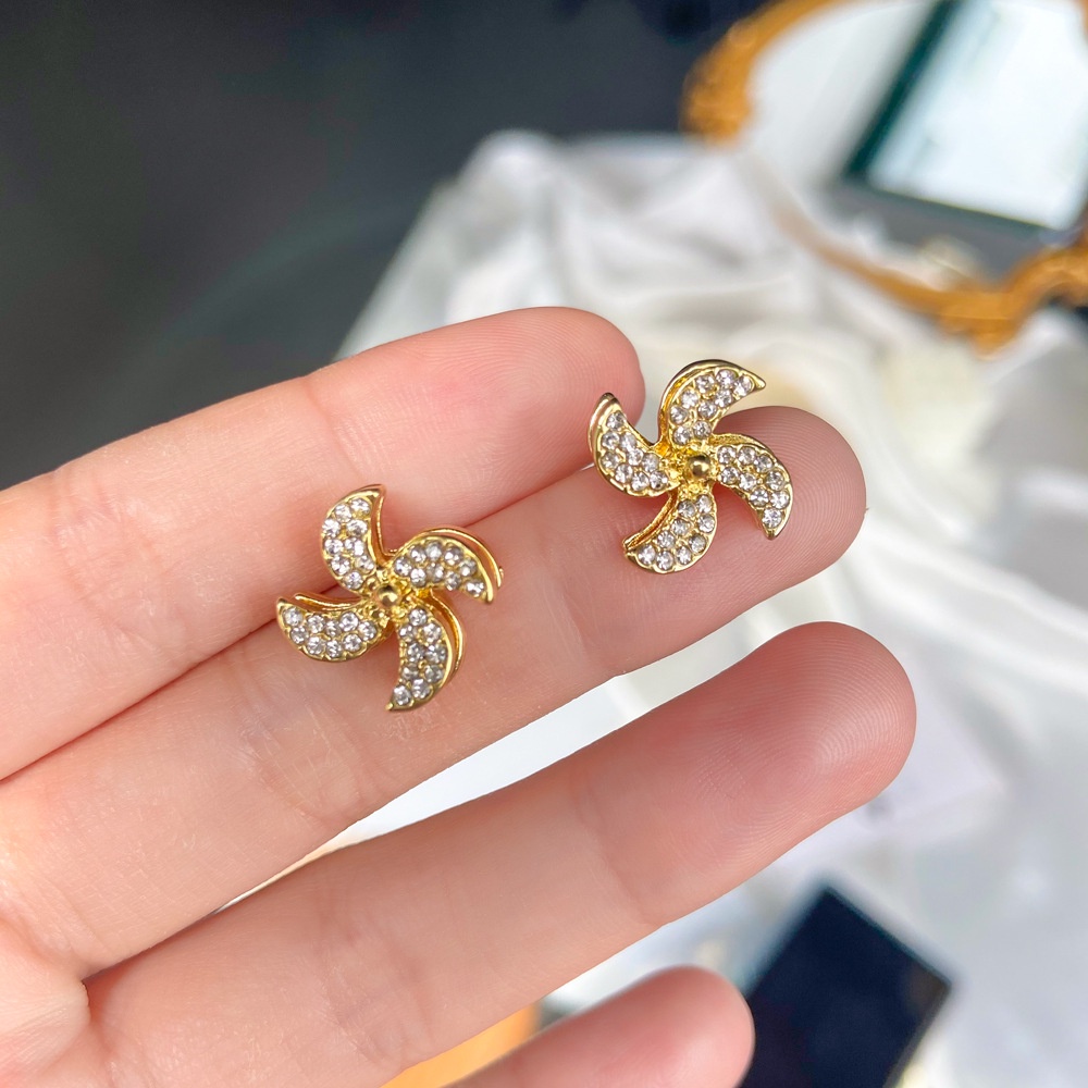 Khuyên Tai Hình Cối Xay Gió Có Đèn Thời Trang Sang Trọng Chất Lượng Cao Mạ Bạc 925 Mini Cho Nữ