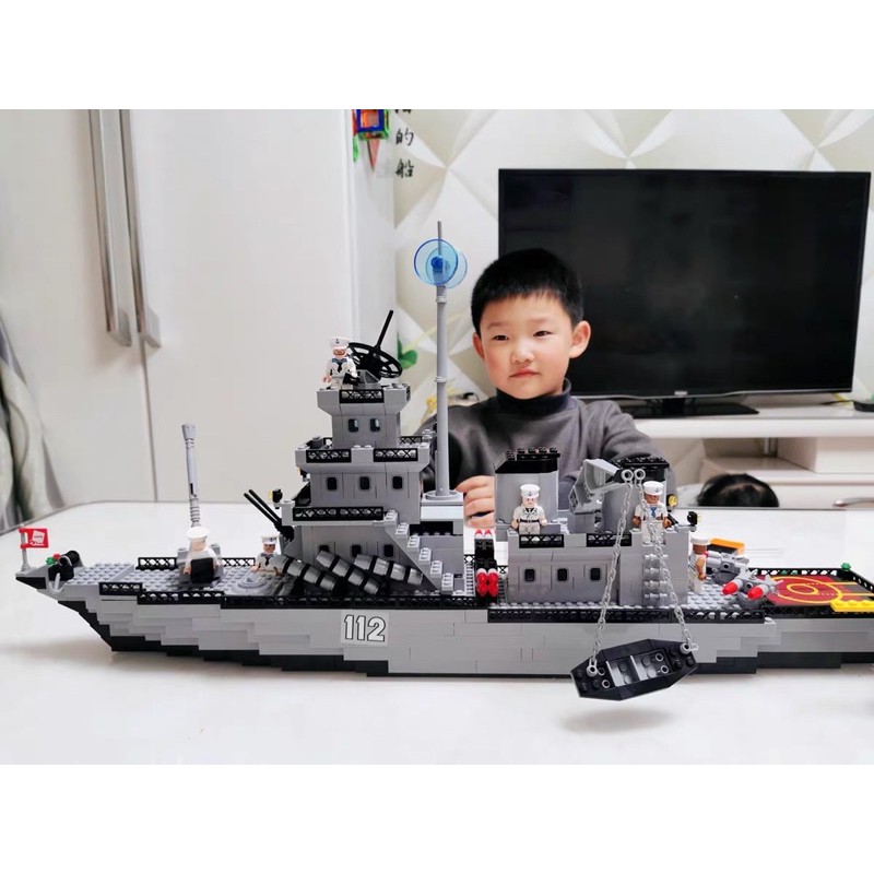 BỘ ĐỒ CHƠI XẾP HÌNH LẮP RÁP THUYỀN CHIẾN CHIẾN HẠM TUẦN TRA máy bay chiến đấu 112 SIÊU TO KHỔNG LỒ 70CM