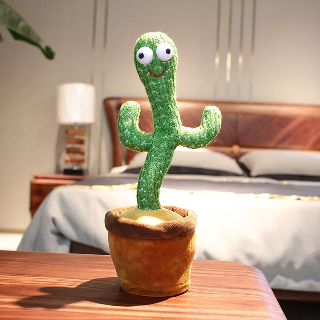 [Giá thấp nhất] Cây Xương Rồng Đồ Chơi Nhảy Múa Cho Bé -- USB Rechargeable Dancing Cactus Plush Doll Parroting/Recording Shake Toy Twist Dancing Toy with Song &amp; Dance Early Education Gift