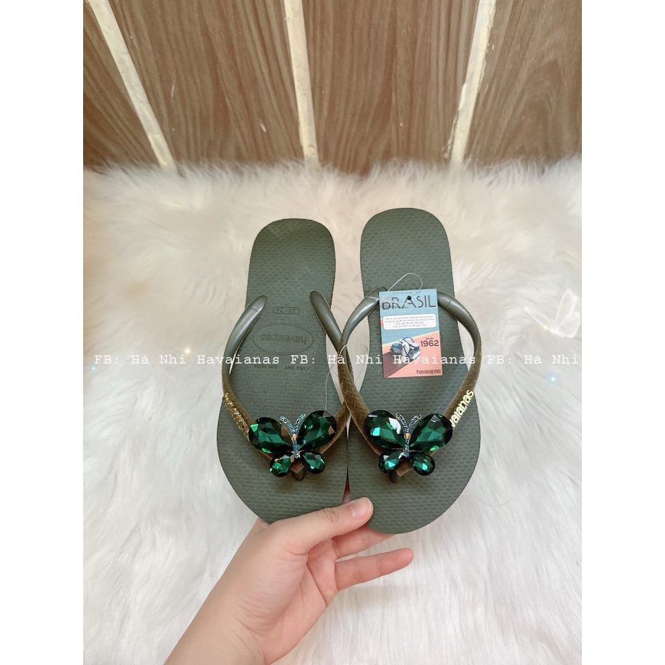Havaianas Dép Tông Nữ Quai Nhung Chính Hãng Gắn Charm_Hà Nhi havaianas