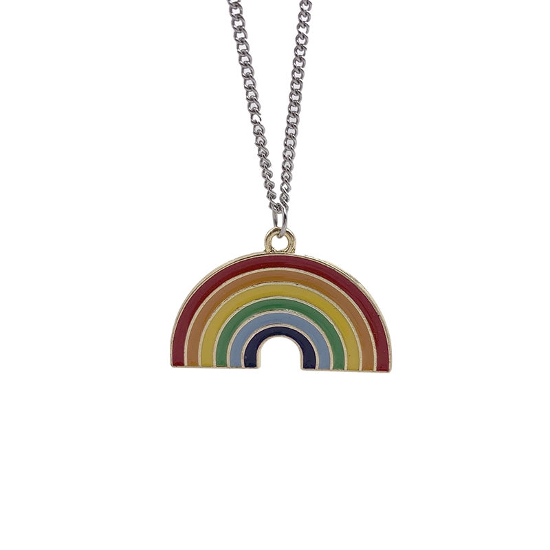 Dây Chuyền Titan Mặt Tròn Màu Cầu Vồng Phong Cách Retro