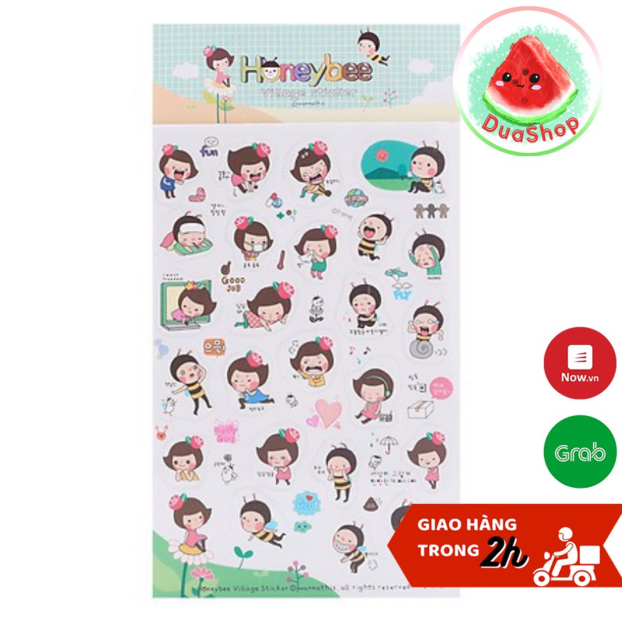 Set 6 vỉ sticker dán trang trí honeybee xinh xắn 10*15 cm 🍉Duashop🍉