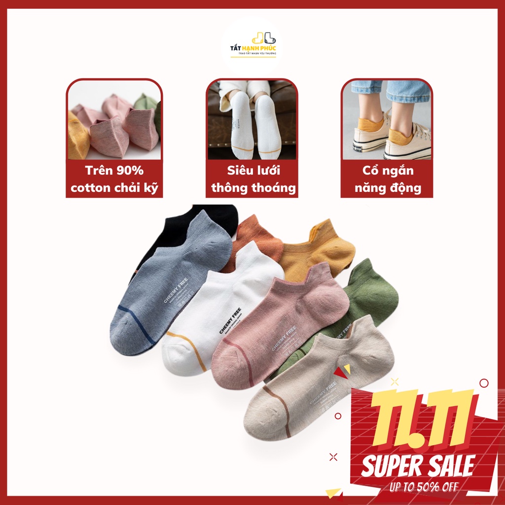 Set tất nữ cổ ngắn 8 đôi CHEEMY GIRL sợi tre tự nhiên thiết kế tránh xước cổ chân chống hôi chân