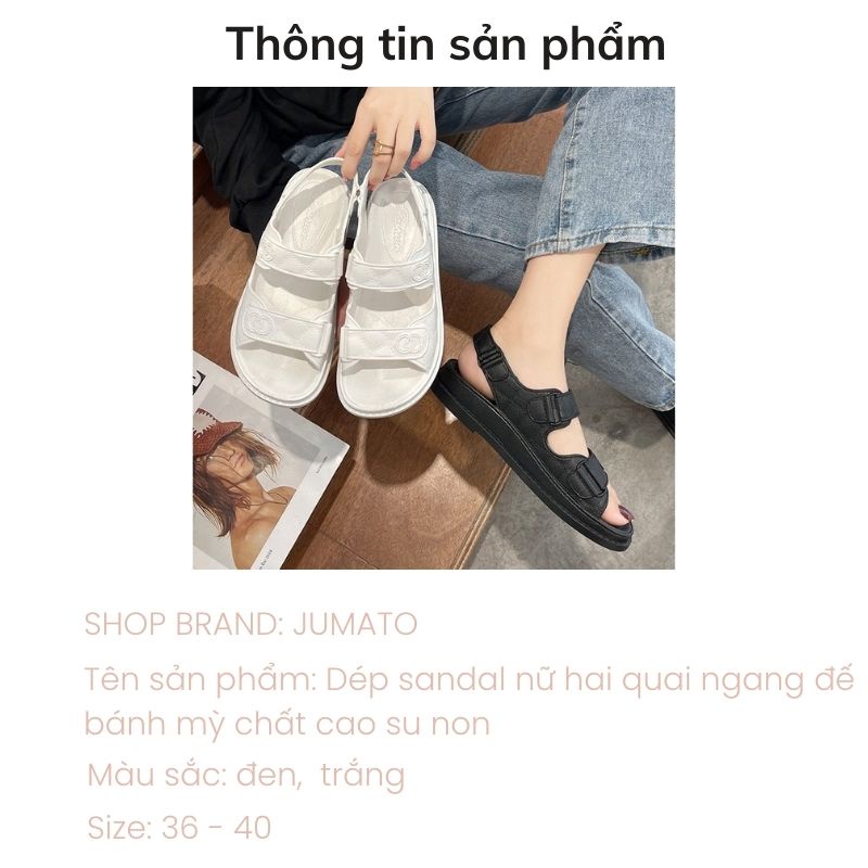 Dép sandal nữ hai quai ngang đế bánh mỳ chất cao su non JUMATO G2.028.TR.39