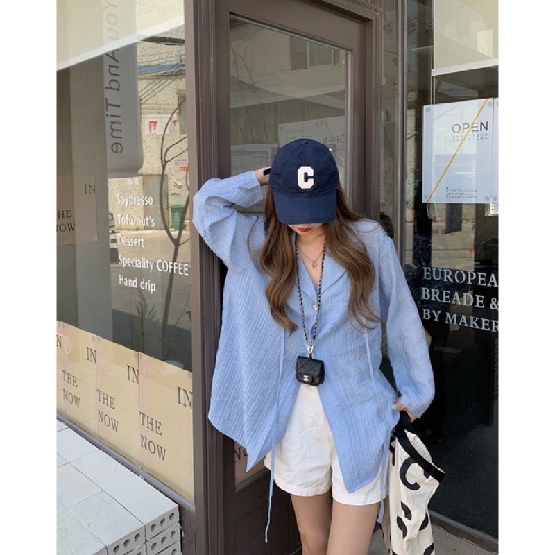 Sơ mi bâu danton hai nút cổ vét có dây cột