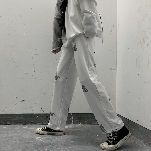 QUẦN JOGGER ỐNG RỘNG QUẦN DÀI BUTTERFLY - QUẦN CULLOTES BƯƠM BƯỚM TRẮNG ĐEN ULZZANG