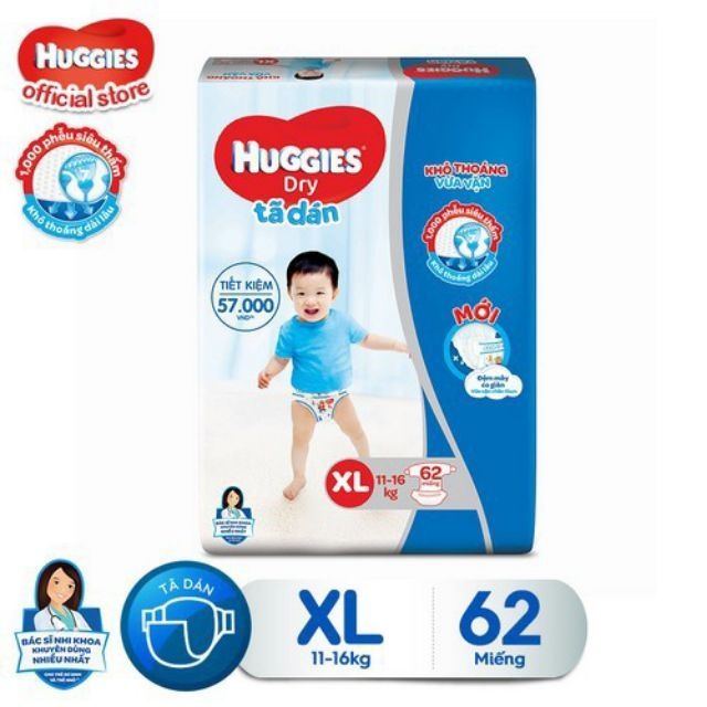 Tã dán huggies đủ size NB74 S56 M76 L68 XL62 XXL56 mẫu mới