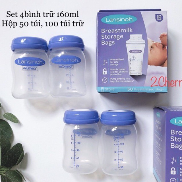 Bình trữ sữa Lansinoh- Set 4 bình 160ml