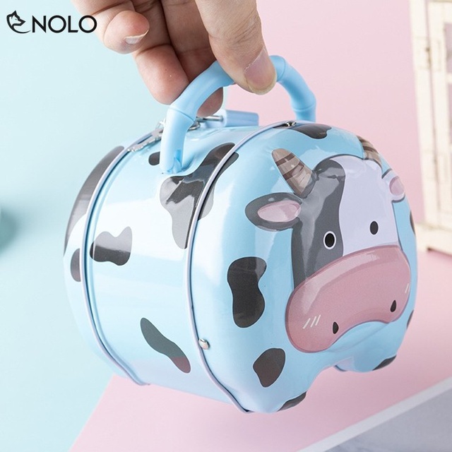 Ống tiết kiệm hình bò sữa đáng yêu có khóa (nhiều màu) quà tặng cho bé trẻ em