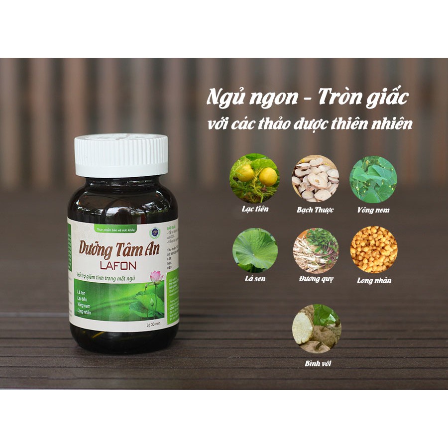 Mất ngủ Dưỡng tâm an Lafon thuốc ngủ sâu hỗ trợ ngủ ngon cho người khó ngủ giúp ngủ ngon và sâu giấc, Hộp 30 viên nang