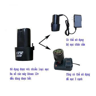Sạc 12v máy khoan pin - pin 12v máy khoan, pin 12v máy bắn vít - Thay thế cho các dòng máy khoan pin Hitachi, Makita ..