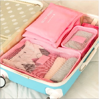 Set 6 túi du lịch chống thấm SECRET POUCH chống thấm giúp sắp xếp hành lý gọn gàng thông minh