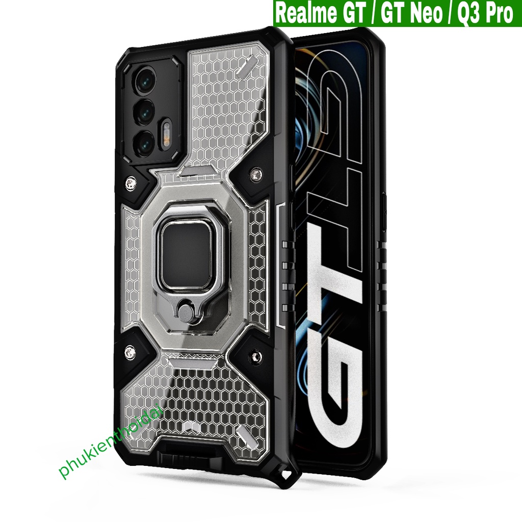 ỐP REALME GT / GT Neo / Realme Q3 Pro tổ Ong Iring kiểu dáng UAG chống sốc giá đỡ