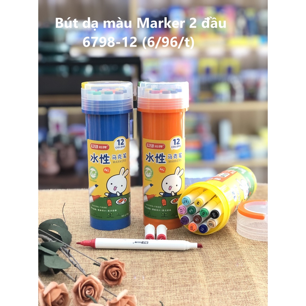 Bút dạ màu Marker 2 đầu 6798 RUI - màu sắc tươi sáng - sỉ/lẻ vpp Diệp Lạc