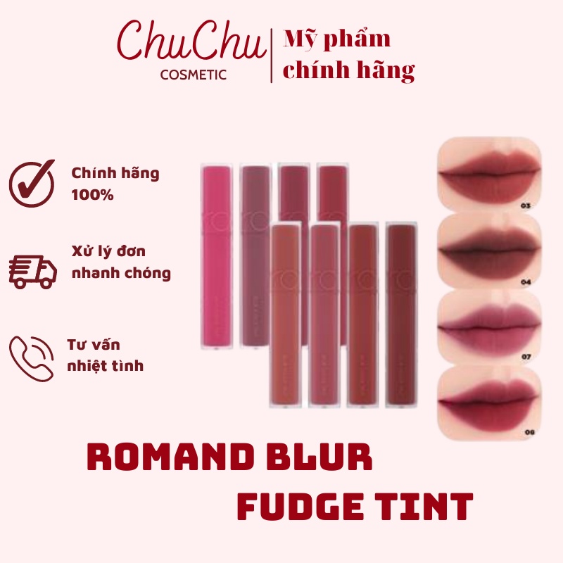 Son kem lì Romand Blur Fudge Tint Hàn Quốc 5g
