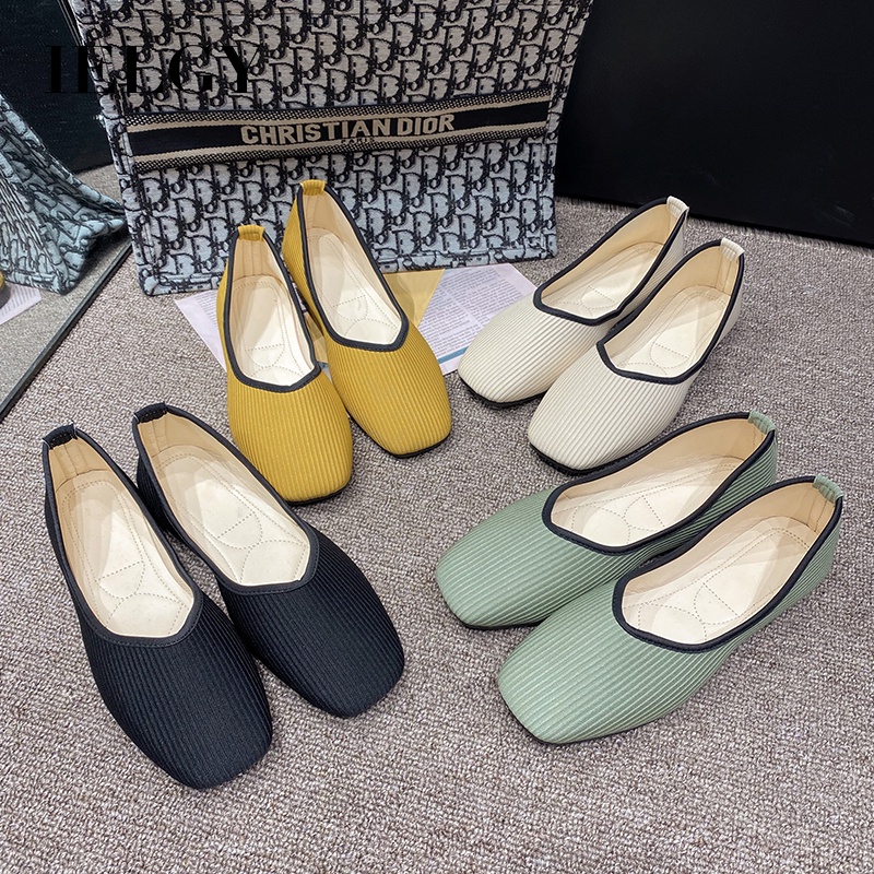 IELGY Giày búp bê  mũi nhọn thời trang cho nữ