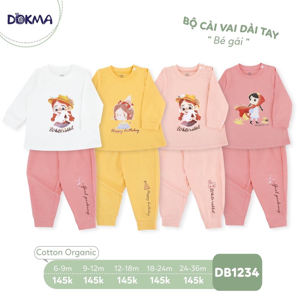 9-36M Bộ cài vai dài tay bé gái Dokma DB1234