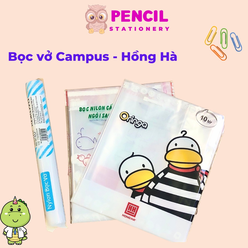 Túi Bọc Sách Bọc Vở Campus Hồng Hà Hùng Đức, Bọc Vở Ô Ly Kẻ Ngang Sách Giáo Khoa