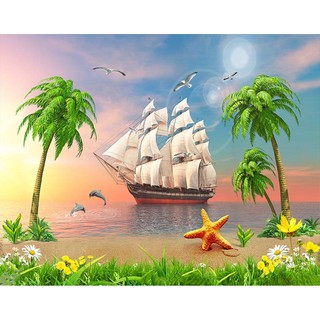 TRANH DÁN TƯỜNG 3D THUẬN BUỒM XUÔI GIÓ