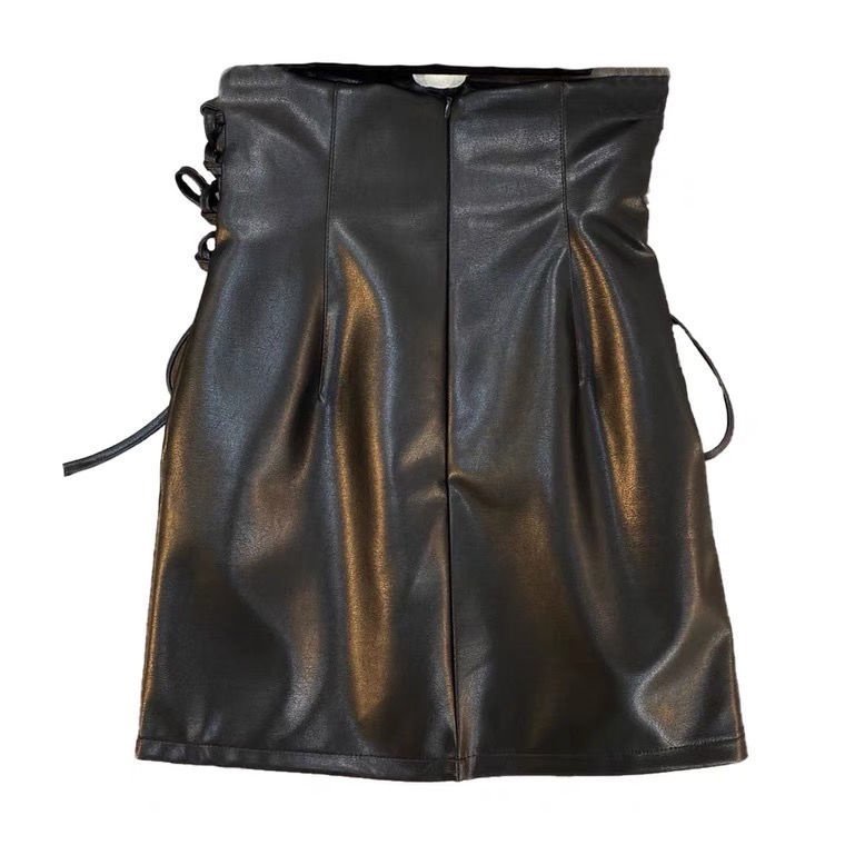 HAPPY HOMLIV Chân váy cạp cao Chân váy da PU cho nữ Chân váy ngầu Chân váy da bigsize