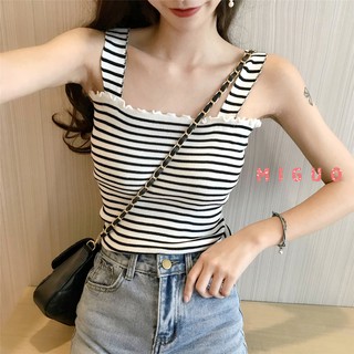 Áo hai dây dệt kim kẻ sọc thời trang phong cách Hàn Quốc dành cho nữ