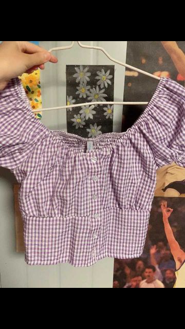 Áo croptop kẻ caro